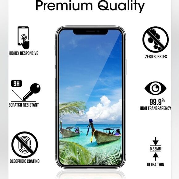 iPhone 12 & 12 Pro, X, XS 5.8" HD Glass Screen Protector Anti Scratch Bu… - Picture 7 of 8